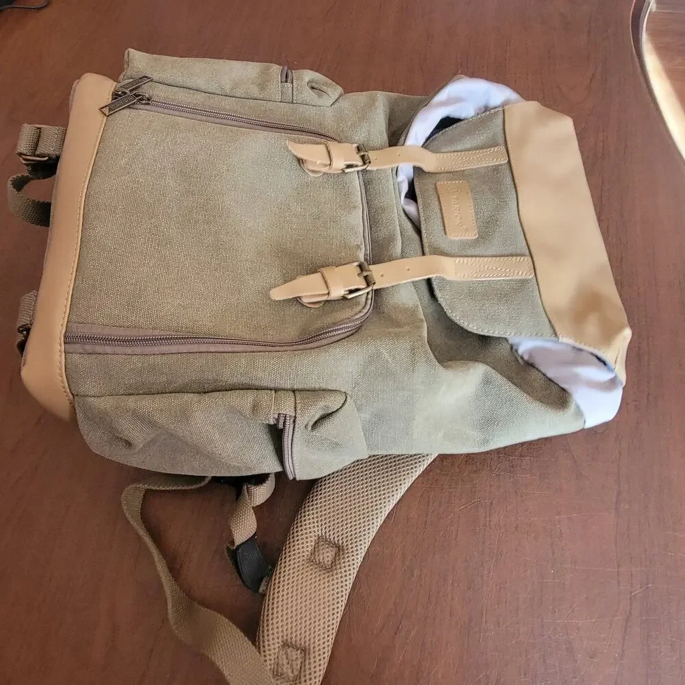 Vintage Style Tarion M02 14.5L Camera Backpack Leather Canvas Camera Bag